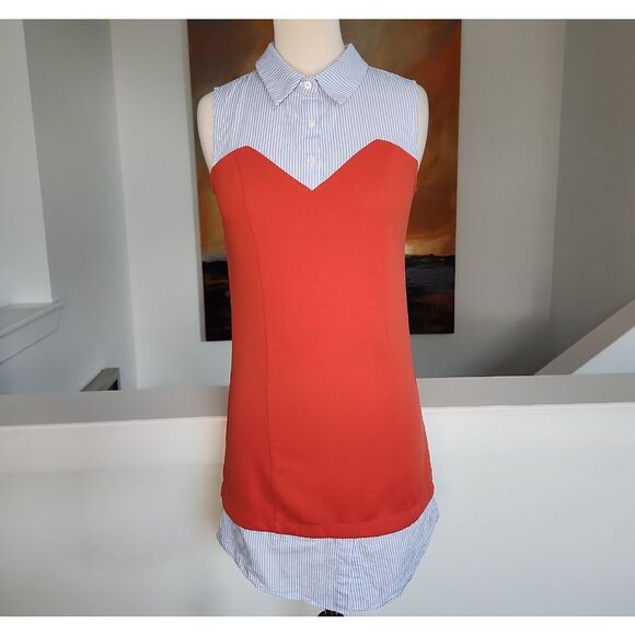 English Factory Red and Blue Striped Dress Size M - Picture 1 of 7